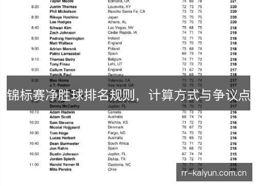 锦标赛净胜球排名规则，计算方式与争议点